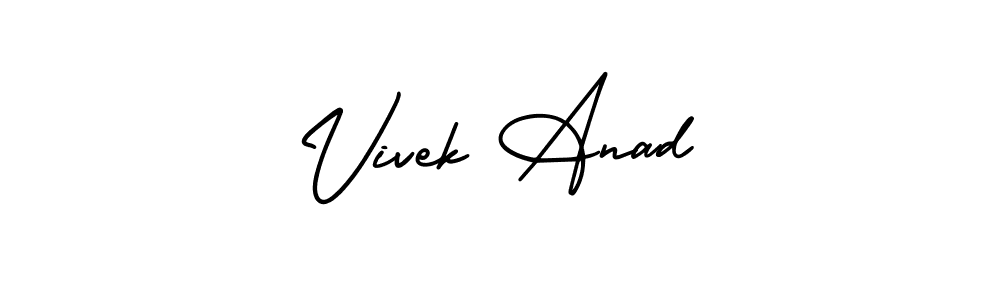 Similarly AmerikaSignatureDemo-Regular is the best handwritten signature design. Signature creator online .You can use it as an online autograph creator for name Vivek Anad. Vivek Anad signature style 3 images and pictures png