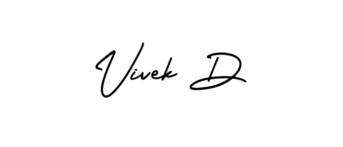 You should practise on your own different ways (AmerikaSignatureDemo-Regular) to write your name (Vivek D) in signature. don't let someone else do it for you. Vivek D signature style 3 images and pictures png