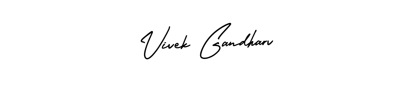 This is the best signature style for the Vivek Gandharv name. Also you like these signature font (AmerikaSignatureDemo-Regular). Mix name signature. Vivek Gandharv signature style 3 images and pictures png