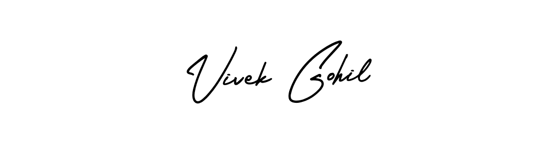 How to Draw Vivek Gohil signature style? AmerikaSignatureDemo-Regular is a latest design signature styles for name Vivek Gohil. Vivek Gohil signature style 3 images and pictures png