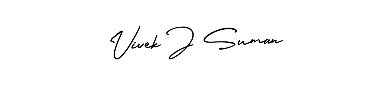 Make a short Vivek J Suman signature style. Manage your documents anywhere anytime using AmerikaSignatureDemo-Regular. Create and add eSignatures, submit forms, share and send files easily. Vivek J Suman signature style 3 images and pictures png
