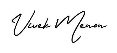 The AmerikaSignatureDemo-Regular typeface gives name Vivek Menon a refined look. Suitable for certificates, diplomas, and official verification. Vivek Menon signature style 3 images and pictures png