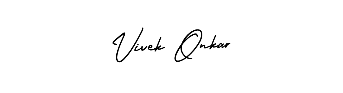 You should practise on your own different ways (AmerikaSignatureDemo-Regular) to write your name (Vivek Onkar) in signature. don't let someone else do it for you. Vivek Onkar signature style 3 images and pictures png