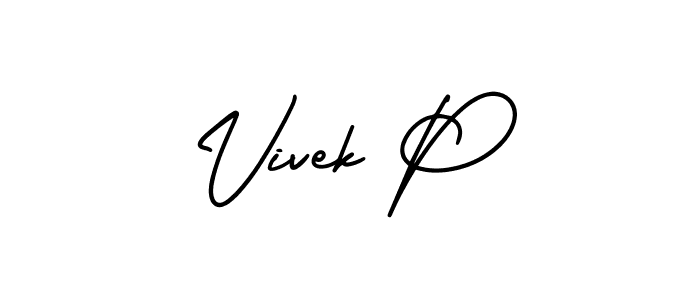 Use a signature maker to create a handwritten signature online. With this signature software, you can design (AmerikaSignatureDemo-Regular) your own signature for name Vivek P. Vivek P signature style 3 images and pictures png