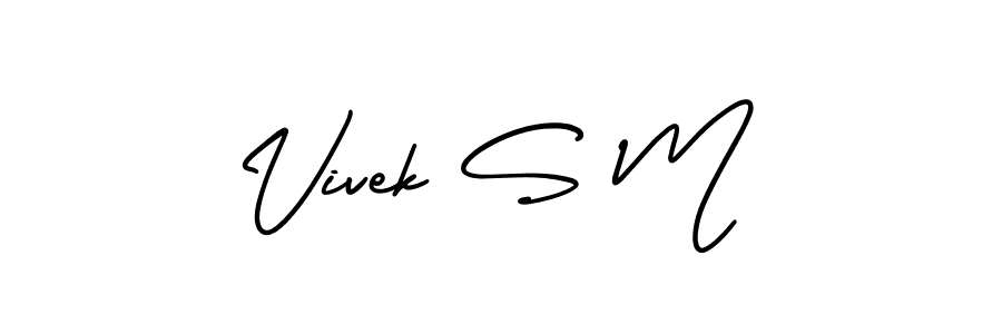 Make a beautiful signature design for name Vivek S M. With this signature (AmerikaSignatureDemo-Regular) style, you can create a handwritten signature for free. Vivek S M signature style 3 images and pictures png