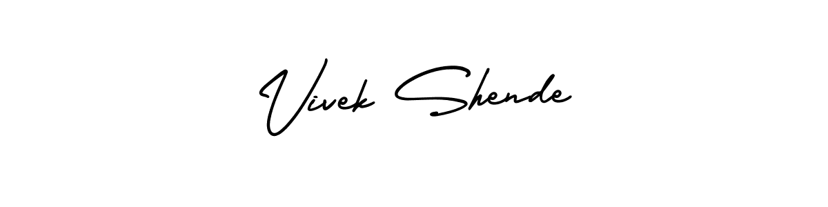 You should practise on your own different ways (AmerikaSignatureDemo-Regular) to write your name (Vivek Shende) in signature. don't let someone else do it for you. Vivek Shende signature style 3 images and pictures png