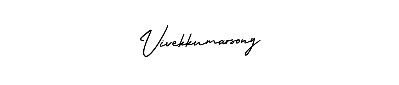 The best way (AmerikaSignatureDemo-Regular) to make a short signature is to pick only two or three words in your name. The name Vivekkumarsony include a total of six letters. For converting this name. Vivekkumarsony signature style 3 images and pictures png
