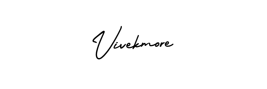 You should practise on your own different ways (AmerikaSignatureDemo-Regular) to write your name (Vivekmore) in signature. don't let someone else do it for you. Vivekmore signature style 3 images and pictures png