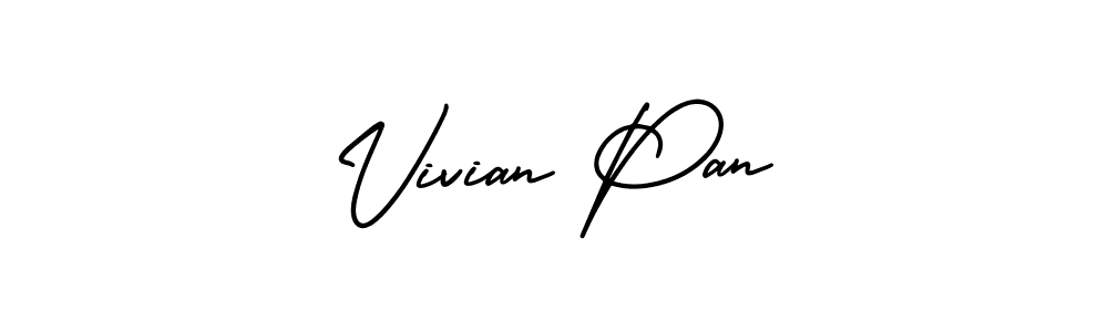 You should practise on your own different ways (AmerikaSignatureDemo-Regular) to write your name (Vivian Pan) in signature. don't let someone else do it for you. Vivian Pan signature style 3 images and pictures png