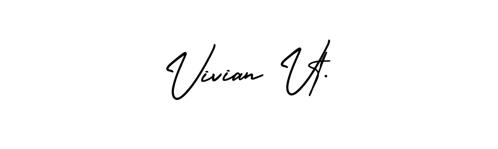 The best way (AmerikaSignatureDemo-Regular) to make a short signature is to pick only two or three words in your name. The name Vivian Vt. include a total of six letters. For converting this name. Vivian Vt. signature style 3 images and pictures png