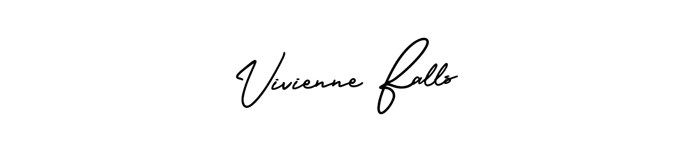 You should practise on your own different ways (AmerikaSignatureDemo-Regular) to write your name (Vivienne Falls) in signature. don't let someone else do it for you. Vivienne Falls signature style 3 images and pictures png