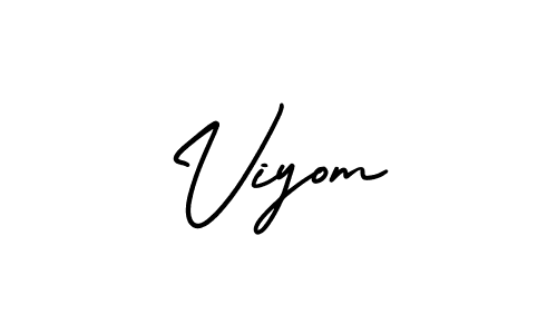 The best way (AmerikaSignatureDemo-Regular) to make a short signature is to pick only two or three words in your name. The name Viyom include a total of six letters. For converting this name. Viyom signature style 3 images and pictures png