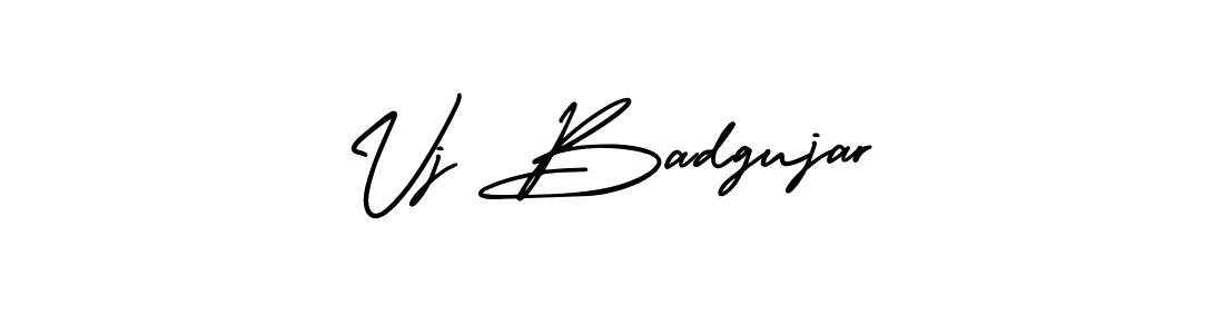 The best way (AmerikaSignatureDemo-Regular) to make a short signature is to pick only two or three words in your name. The name Vj Badgujar include a total of six letters. For converting this name. Vj Badgujar signature style 3 images and pictures png