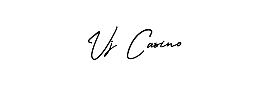 Design your own signature with our free online signature maker. With this signature software, you can create a handwritten (AmerikaSignatureDemo-Regular) signature for name Vj Casino. Vj Casino signature style 3 images and pictures png