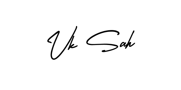 This is the best signature style for the Vk Sah name. Also you like these signature font (AmerikaSignatureDemo-Regular). Mix name signature. Vk Sah signature style 3 images and pictures png