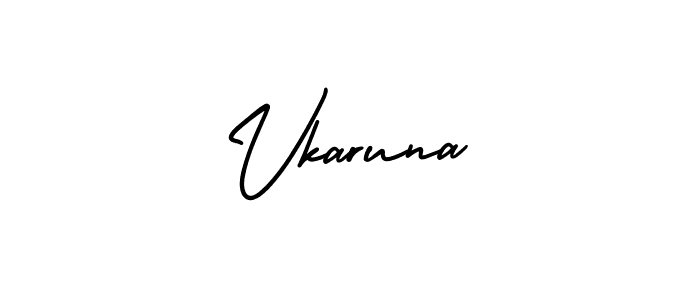 The best way (AmerikaSignatureDemo-Regular) to make a short signature is to pick only two or three words in your name. The name Vkaruna include a total of six letters. For converting this name. Vkaruna signature style 3 images and pictures png