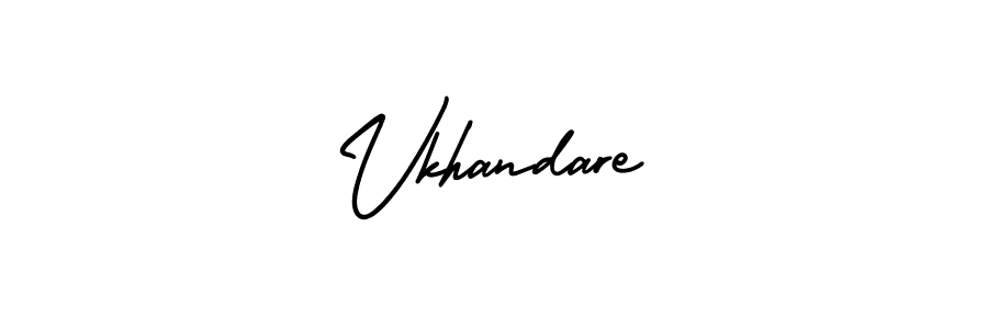 The best way (AmerikaSignatureDemo-Regular) to make a short signature is to pick only two or three words in your name. The name Vkhandare include a total of six letters. For converting this name. Vkhandare signature style 3 images and pictures png