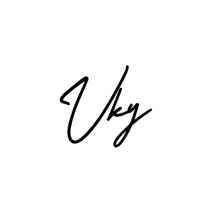 Use a signature maker to create a handwritten signature online. With this signature software, you can design (AmerikaSignatureDemo-Regular) your own signature for name Vky. Vky signature style 3 images and pictures png