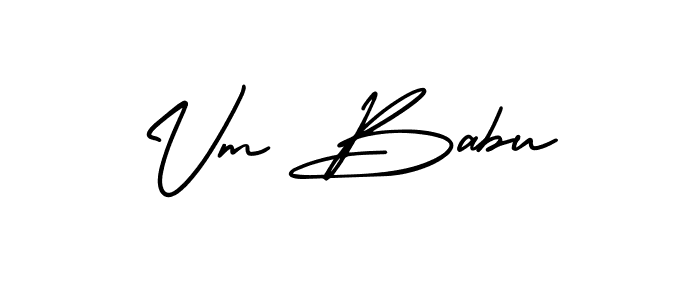 The best way (AmerikaSignatureDemo-Regular) to make a short signature is to pick only two or three words in your name. The name Vm Babu include a total of six letters. For converting this name. Vm Babu signature style 3 images and pictures png