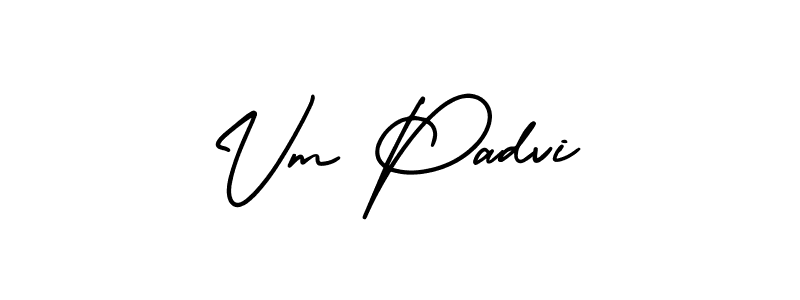 Use a signature maker to create a handwritten signature online. With this signature software, you can design (AmerikaSignatureDemo-Regular) your own signature for name Vm Padvi. Vm Padvi signature style 3 images and pictures png