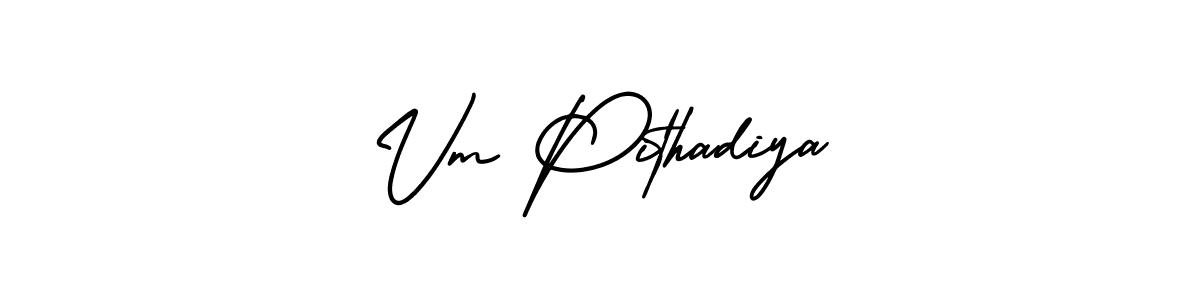 It looks lik you need a new signature style for name Vm Pithadiya. Design unique handwritten (AmerikaSignatureDemo-Regular) signature with our free signature maker in just a few clicks. Vm Pithadiya signature style 3 images and pictures png