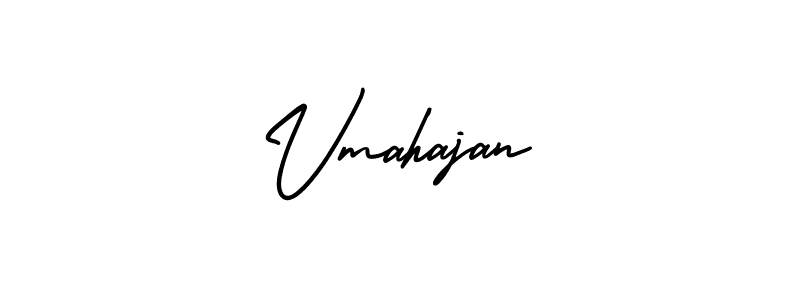 The best way (AmerikaSignatureDemo-Regular) to make a short signature is to pick only two or three words in your name. The name Vmahajan include a total of six letters. For converting this name. Vmahajan signature style 3 images and pictures png