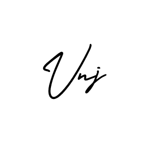 You should practise on your own different ways (AmerikaSignatureDemo-Regular) to write your name (Vnj) in signature. don't let someone else do it for you. Vnj signature style 3 images and pictures png