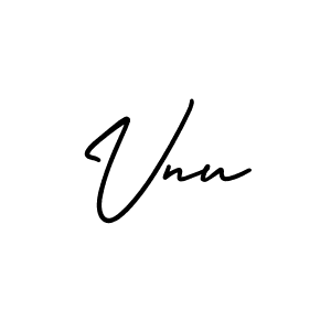 Use a signature maker to create a handwritten signature online. With this signature software, you can design (AmerikaSignatureDemo-Regular) your own signature for name Vnu. Vnu signature style 3 images and pictures png