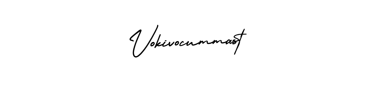 You should practise on your own different ways (AmerikaSignatureDemo-Regular) to write your name (Vokivocummast) in signature. don't let someone else do it for you. Vokivocummast signature style 3 images and pictures png