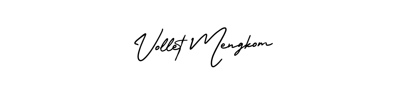 This is the best signature style for the Vollet Mengkom name. Also you like these signature font (AmerikaSignatureDemo-Regular). Mix name signature. Vollet Mengkom signature style 3 images and pictures png