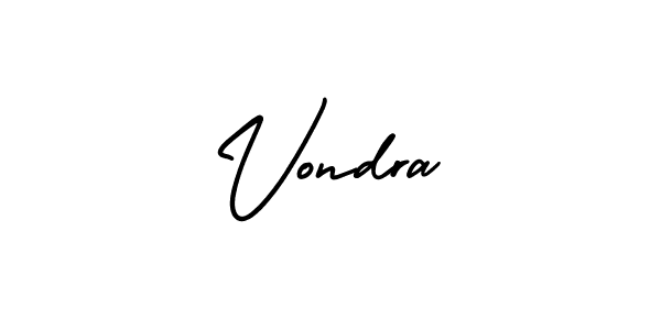 You should practise on your own different ways (AmerikaSignatureDemo-Regular) to write your name (Vondra) in signature. don't let someone else do it for you. Vondra signature style 3 images and pictures png