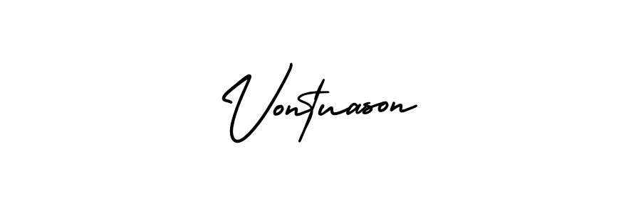 Vontuason stylish signature style. Best Handwritten Sign (AmerikaSignatureDemo-Regular) for my name. Handwritten Signature Collection Ideas for my name Vontuason. Vontuason signature style 3 images and pictures png