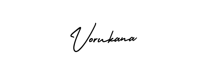 The best way (AmerikaSignatureDemo-Regular) to make a short signature is to pick only two or three words in your name. The name Vorukana include a total of six letters. For converting this name. Vorukana signature style 3 images and pictures png