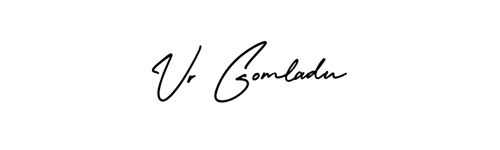 AmerikaSignatureDemo-Regular is a professional signature style that is perfect for those who want to add a touch of class to their signature. It is also a great choice for those who want to make their signature more unique. Get Vr Gomladu name to fancy signature for free. Vr Gomladu signature style 3 images and pictures png