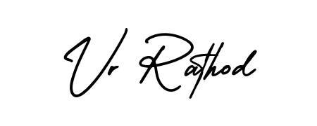 Get inspired by this graceful AmerikaSignatureDemo-Regular signature style for name Vr Rathod. Smooth loops and balanced proportions for everyday use. Vr Rathod signature style 3 images and pictures png