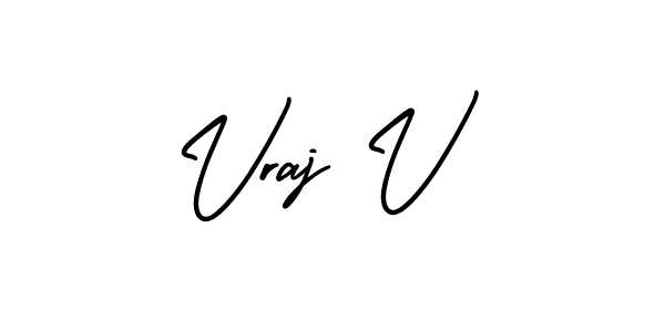 Similarly AmerikaSignatureDemo-Regular is the best handwritten signature design. Signature creator online .You can use it as an online autograph creator for name Vraj V. Vraj V signature style 3 images and pictures png