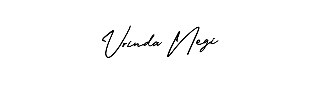 The best way (AmerikaSignatureDemo-Regular) to make a short signature is to pick only two or three words in your name. The name Vrinda Negi include a total of six letters. For converting this name. Vrinda Negi signature style 3 images and pictures png
