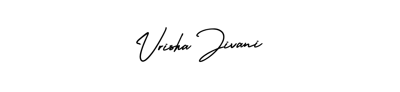 How to make Vrisha Jivani name signature. Use AmerikaSignatureDemo-Regular style for creating short signs online. This is the latest handwritten sign. Vrisha Jivani signature style 3 images and pictures png