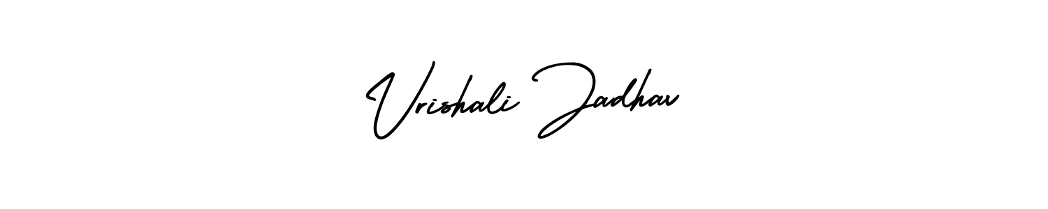 You should practise on your own different ways (AmerikaSignatureDemo-Regular) to write your name (Vrishali Jadhav) in signature. don't let someone else do it for you. Vrishali Jadhav signature style 3 images and pictures png