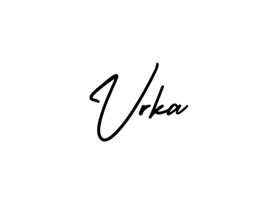 How to make Vrka name signature. Use AmerikaSignatureDemo-Regular style for creating short signs online. This is the latest handwritten sign. Vrka signature style 3 images and pictures png
