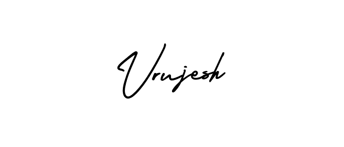 This is the best signature style for the Vrujesh name. Also you like these signature font (AmerikaSignatureDemo-Regular). Mix name signature. Vrujesh signature style 3 images and pictures png
