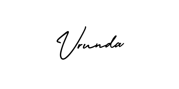 Make a short Vrunda signature style. Manage your documents anywhere anytime using AmerikaSignatureDemo-Regular. Create and add eSignatures, submit forms, share and send files easily. Vrunda signature style 3 images and pictures png