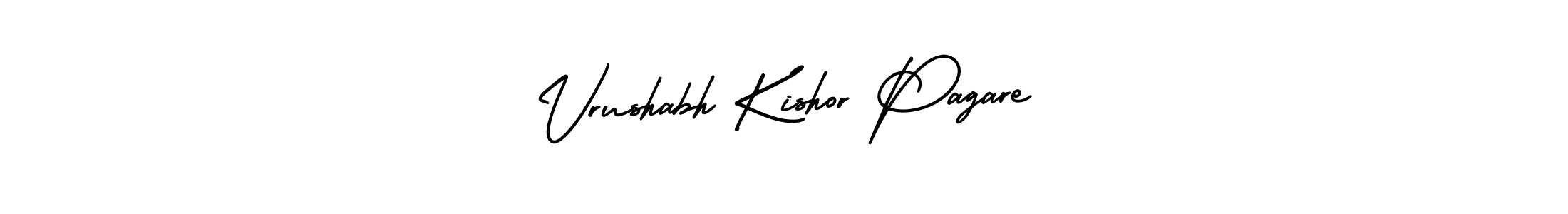 You should practise on your own different ways (AmerikaSignatureDemo-Regular) to write your name (Vrushabh Kishor Pagare) in signature. don't let someone else do it for you. Vrushabh Kishor Pagare signature style 3 images and pictures png