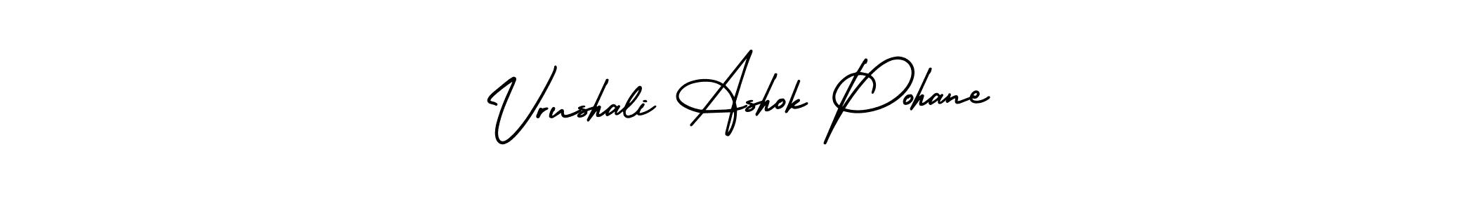 The best way (AmerikaSignatureDemo-Regular) to make a short signature is to pick only two or three words in your name. The name Vrushali Ashok Pohane include a total of six letters. For converting this name. Vrushali Ashok Pohane signature style 3 images and pictures png