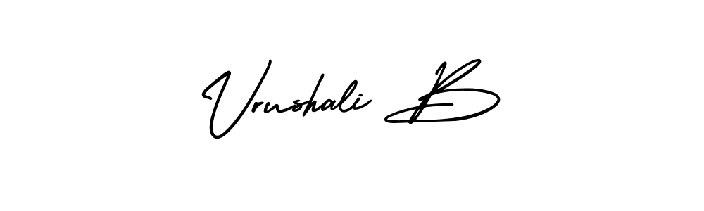 The best way (AmerikaSignatureDemo-Regular) to make a short signature is to pick only two or three words in your name. The name Vrushali B include a total of six letters. For converting this name. Vrushali B signature style 3 images and pictures png