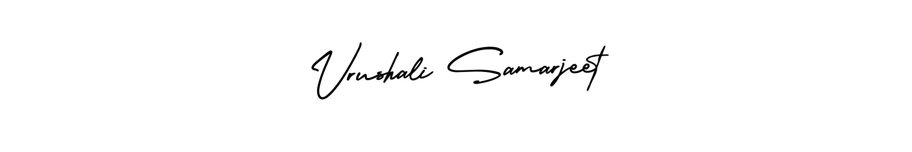 Also You can easily find your signature by using the search form. We will create Vrushali Samarjeet name handwritten signature images for you free of cost using AmerikaSignatureDemo-Regular sign style. Vrushali Samarjeet signature style 3 images and pictures png