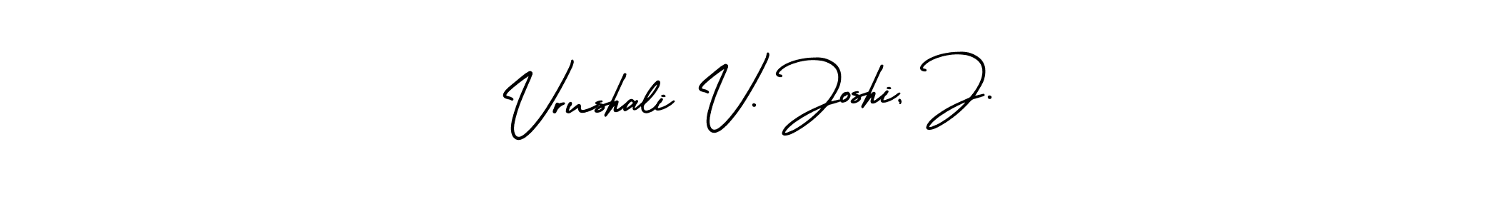 The best way (AmerikaSignatureDemo-Regular) to make a short signature is to pick only two or three words in your name. The name Vrushali V. Joshi, J. include a total of six letters. For converting this name. Vrushali V. Joshi, J. signature style 3 images and pictures png