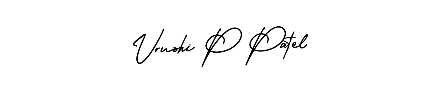 Also You can easily find your signature by using the search form. We will create Vrushi P Patel name handwritten signature images for you free of cost using AmerikaSignatureDemo-Regular sign style. Vrushi P Patel signature style 3 images and pictures png