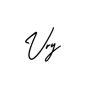 The best way (AmerikaSignatureDemo-Regular) to make a short signature is to pick only two or three words in your name. The name Vry include a total of six letters. For converting this name. Vry signature style 3 images and pictures png