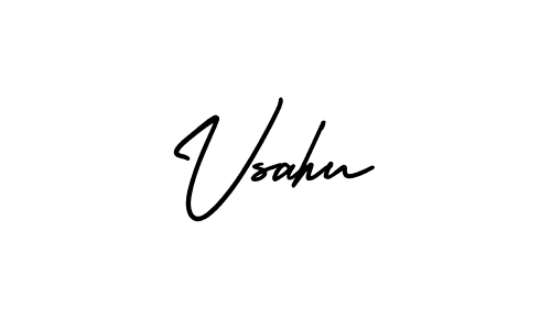 How to make Vsahu name signature. Use AmerikaSignatureDemo-Regular style for creating short signs online. This is the latest handwritten sign. Vsahu signature style 3 images and pictures png